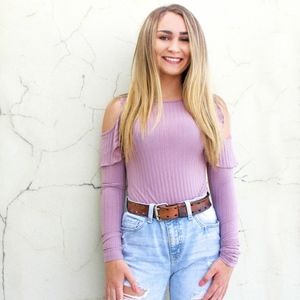 Mauve Bodysuit W/ Shoulder Cut-Outs